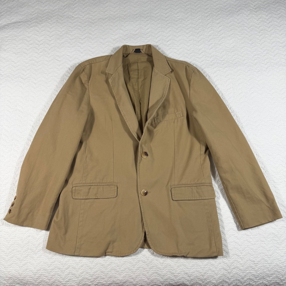 Vtg Old Navy Classic Tailored Tan Cotton Blazer Jacket Men Large (Chest 44") Y2K